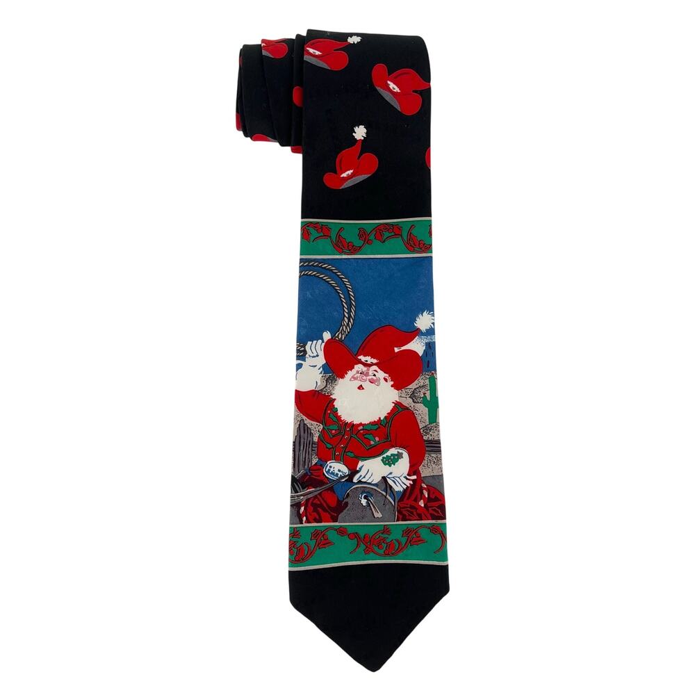 90s Cowboy Santa Claus Necktie Hallmark Specialties 1990s Vintage